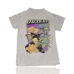 Outkast Men's Graphic Tee White Short Sleeve Hip Hop Music Theme Rough Wear